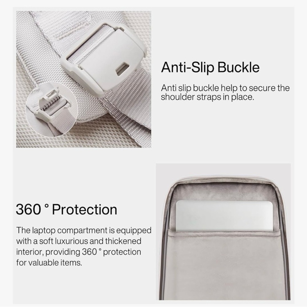 NEW Hanke Expandable Travel Laptop Backpack 16” – Greyish White - Picture 9 of 10